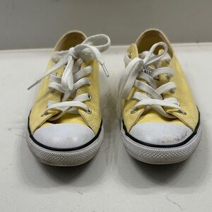 Yellow Canvas women’s Sneakers with White Toe Cap and Laces